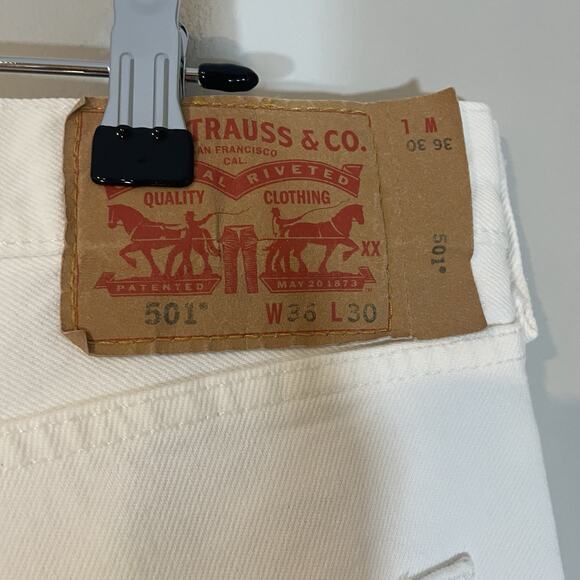 Levi's 501 XX White Button Fly Straight Leg Denim Jeans Mens Size 36x30 Mexico - Picture 9 of 13